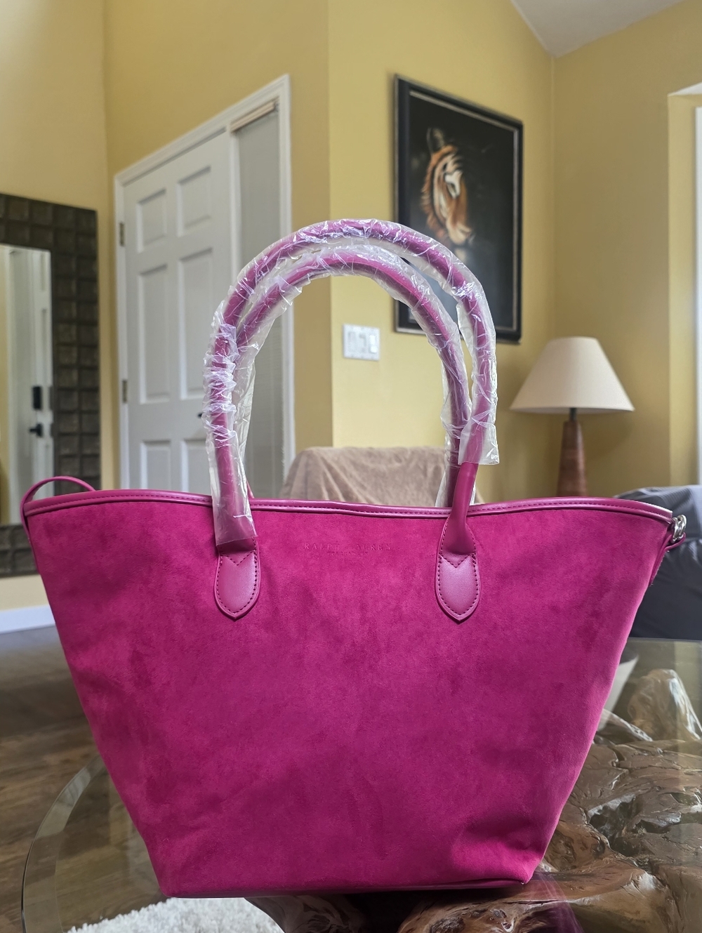 Ralph Lauren Large Tote Bag In Magenta Color